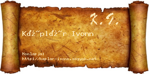 Káplár Ivonn névjegykártya